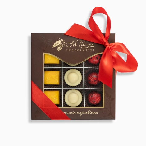 Zestaw pralin - marakuja, słony karmel, malina - 9 szt.